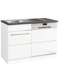 KOCHSTATION , Spülenschrank »KS-Trient«, 110 cm breit, inkl. Tür/Socke für Einbaugeschirrspüler , weiß Hochglanz