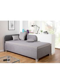 Maintal, Polsterliege &raquo;Aolana&laquo; mit Bettkasten, in 2 Breiten, Federkern- oder Bonellmatratze w&auml;hlbar, grau/grau, Struktur (100% Polyester) Kopfteil 