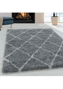 Ayyildiz Teppiche, Hochflor-Teppich &raquo;ALVOR 3401&laquo; rechteckig 50 mm H&ouml;he Shaggy, Langflor, L&auml;ufer, pflegeleicht, Wohnzimmer, grau, Polypropylen (PP), B 