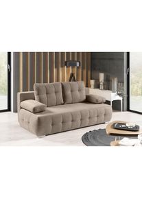 WERK2 , Schlafsofa »Indigo«, 2-Sitzer Sofa und Schlafcouch mit Federkern & Bettkasten , taupe