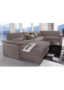 Sit & More sit&more, Wohnlandschaft &raquo;Ascara U-Form&laquo; inklusive Boxspring/Federkern-Polsterung, wahlweise mit Bettfunktion, elefant, NaturLeder in Sitz und R&uuml;cken,