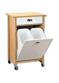Kesper , K&uuml;chenwagen &raquo;Rollwagen inkl. Abfalleimer&laquo;, braun / wei&szlig;, Holzwerkstoff, B/H/T: 50 cm x 79 cm x 37 cm, braun / wei&szlig;