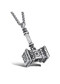 Firetti, Herren, Kette mit Anh&auml;nger &raquo;Schmuck Geschenk Thor Hammer&laquo;, edelstahlfarben-schwarz, edelstahlfarben-schwarz, Halskette mit ausdruckstarkem 