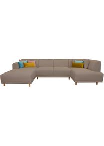 Andas , Wohnlandschaft »Maroon U-Form«, in skandinavischem Design, mit losen Kissen , beige