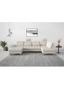 Sit & More sit&more, Wohnlandschaft &raquo;Westham U-Form&laquo; wahlweise mit Bettfunktion, Bettkasten, Sitztiefenverstellung, creme, 90% Polyester 10%Polyamid, B/H/T: 338 