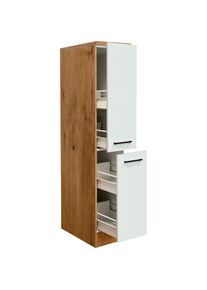 Flex-Well, Apothekerschrank &raquo;Vintea&laquo; (B x H x T) 30 x 161 x 60 cm, mit 4 Ablagen, Magnolia matt / Lancelot Oak, Holzwerkstoff, Lancelot Oak -B/H/T: 30