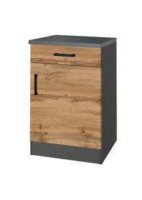 KOCHSTATION, Unterschrank &raquo;KS-Toronto, Breite 50 cm&laquo;, wotaneiche/grafitgrau, Spanplatte, B/H/T: 50 cm x 85 cm x 60 cm, wotaneiche/grafitgrau