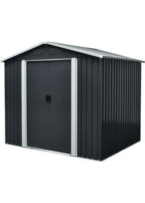 Pergart, Ger&auml;tehaus &raquo;Dresden II 86&laquo; Metall, mit Satteldach und integrierter Schiebet&uuml;r, schiefer/creme, schiefergrau, Metall, schiefergrau