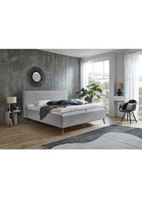Meise M&ouml;bel meise.m&ouml;bel, Polsterbett &raquo;Riva&laquo; mit eichefarbigen Holzf&uuml;&szlig;en, wahlweise mit Bettkasten und Lattenrost, fog + fog, Liegefl&auml;che L&auml;nge Breite: 200 cm x 