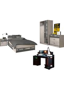 Parisot, Jugendzimmer-Set &raquo;Fabric 20&laquo; Set, 6-teilig, mit LED- Beleuchtung, Esche Grau Loft, Spanplatte, B/H/T: 99 cm, Esche Grau Loft