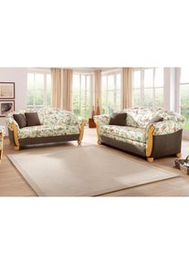 Home Affaire , Polstergarnitur »Milano, bequem durch Federkern, Landhaus Stil, geschwungene Armlehnen«, (2 tlg.), 2-Sitzer und 3-Sitzer ,...