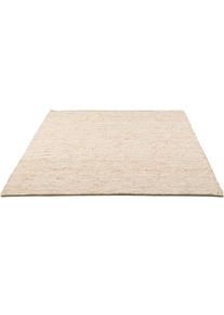 Sansibar, Wollteppich &raquo;H&ouml;rnum&laquo; rechteckig 12 mm H&ouml;he Handweb Teppich, meliert, reine gewalkte Wolle, handgewebt, dark/beige, Schurwolle, B : 120 cm 1 