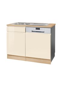KOCHSTATION , Spülenschrank »KS-Virginia«, 110 cm breit, inklusive Einbauspüle , creme Hochglanz