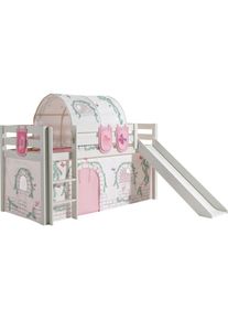 Vipack, Hochbett &raquo;Pino, Spielbett massiv Kiefer, stabil gebaut, 3 Korpusfarben zur Wahl&laquo; inkl. Rolllattenrost, Leiter und Absturzschutz, mit oder ohne