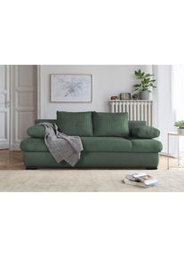 Collection AB , Schlafsofa »Chicago mit Bettfunktion, Schlafcouch«, inklusive Bettkasten, Cord-Samt Bezug, grün , grün