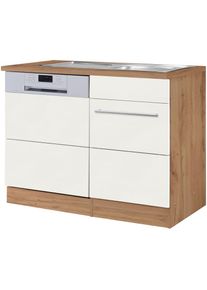 KOCHSTATION , Spülenschrank »KS-Wien«, Breite 110 cm, inkl. Möbelfront für teilintegrierbaren Geschirrspüler , weiß/wotaneiche