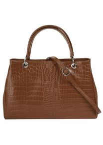CLUTY, Damen, Henkeltasche echt Leder, Made in Italy, cognac, cognac, Breite 34 cm x H&ouml;he 19 cm x Tiefe 10 cm