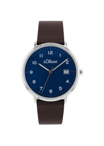 s.Oliver, Herren, Quarzuhr Armbanduhr, Damenuhr, Herrenuhr, Lederarmband, Datum, dunkelbraun, dunkelbraun, Unkomplizierte Armbanduhr