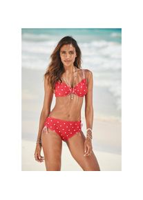 s.Oliver , Bügel-Bikini-Top »Audrey« im Punkte und Streifen Mix , rot-weiß , Cup E , 42 -Cup E , 42 , Modisches Punkte-Design