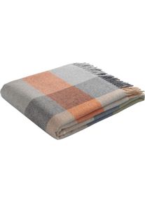 Biederlack, Plaid &raquo;Britta&laquo; im Karo-Look, Kuscheldecke, grau/orange/beige, Wolle, B/L: 130 cm x 170 cm, grau/orange/beige