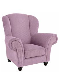 Home Affaire, Sessel &raquo;King Henry, Hochlehnsessel, Ohrensessel&laquo; mit legerer Polsterung, Federkern und losen Zierkissen, lavendel, Luxus-Microfaser (100