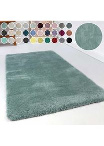 Esprit, Hochflor-Teppich &raquo;Relaxx ESP-4150&laquo; rechteckig 25 mm H&ouml;he Wohnzimmer, sehr gro&szlig;e Farbauswahl, weicher dichter Hochflor, t&uuml;rkis-grau, Kunstfaser