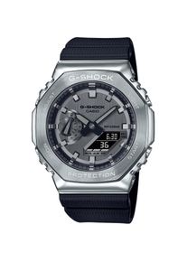 Casio G-SHOCK, Damen, Chronograph Quarzuhr, Armbanduhr, Herrenuhr, digital, bis 20 bar wasserd.Resinarmband, schwarz-silberfarben, schwarz-