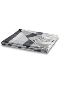 Biederlack, Plaid &raquo;Harmony&laquo; im modernen Karo-Look, mit Fransen, grey, Baumwolle, Polyacryl, B/L: 130 cm x 170 cm, grey