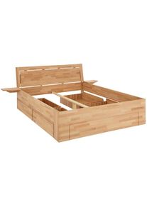 Home Affaire, Massivholzbett &raquo;Sabrina&laquo; Stauraumbett mit hoher Stabilit&auml;t, INKLUSIVE Schubladen, kernbuchefarben, Liegefl&auml;che L&auml;nge Breite: 200 cm x 