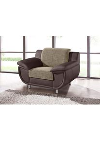 Trendmanufaktur, Sessel &raquo;Rondo 3, Loungesessel&laquo; wahlweise mit komfortablem Federkern, mit extra breiten Armlehnen, braun/sand/beige, Luxus-Microfaser 