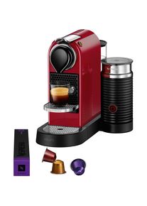 Nespresso , Kapselmaschine »XN761B CitiZ & Milk von Krups«, inkl. Aeroccino Milchaufschäumer, Willkommenspaket mit 14 Kapseln , rot