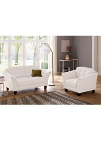 Home Affaire, Sessel &raquo;Trondheim&laquo; mit Federkern, Knopfheftung im R&uuml;cken, F&uuml;&szlig;e Buche, linen, Flachgewebe (100% Polyester);Luxus-Microfaser (90% 