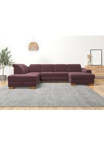 Home Affaire, Wohnlandschaft &raquo;Dundee U-Form&laquo; wahlweise mit Kopfteilverstellung und zus&auml;tzlich mit Bettfunktion, flieder, Flachgewebe (100% Polyester),