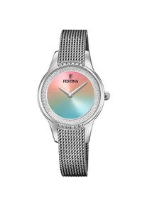 Festina, Damen, Quarzuhr &raquo;Mademoiselle&laquo; Armbanduhr, Damenuhr, Edelstahlarmband, analog, Zirkonia (synth.), silberfarben-bunt, silberfarben-bunt, 