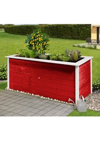 Weka, Hochbeet BxTxH: 205x80x81 cm, rot/wei&szlig;, Massivholz, B/H/T: 205 cm x 81 cm x 80 cm, rot/wei&szlig;