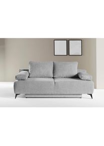 WERK2 , Schlafsofa »Viktoria mit Komfortsitz- und Liegehöhe, Breite 200cm, «, bequemes 2-Sitzer Schlafcouch mit Bettkasten , silber