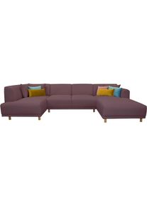 Andas , Wohnlandschaft »Maroon U-Form«, in skandinavischem Design, mit losen Kissen , beere