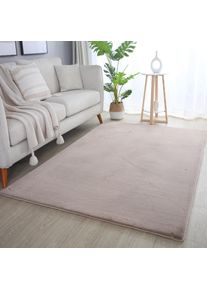 Ayyildiz Teppiche , Hochflor-Teppich »POUFFY 5100« rechteckig 20 mm Höhe Läufer, weicher glatter Softflor, Kaninchen Fell Haptik, waschbar , BEIGE...