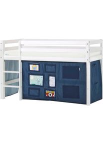 Hoppekids, Hochbett &raquo;ECO Dream, Kinderbett, Spielbett, Halbhohes Bett aus Massivholz&laquo; inkl. Vorhang-Set Creator, Bettgr&ouml;&szlig;e & Matratze w&auml;hlbar, Wei&szlig; + 