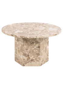 ACTONA GROUP, Couchtisch &raquo;Naxos&laquo; Rund Couchtisch, matt Latte lackiert Marmor, &Oslash;80x42cm, Matt Latte braun + Matt Latte braun + Matt Latte braun, B/H/T: