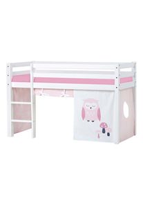 Hoppekids, Hochbett &raquo;ECO Dream, Kinderbett, Spielbett, Halbhohes Bett aus Massivholz&laquo; inkl. Vorhang-Set Creator, Bettgr&ouml;&szlig;e & Matratze w&auml;hlbar, Wei&szlig; + 