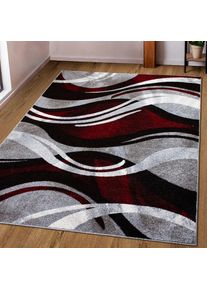 my home , Teppich »Joas« rechteckig 9 mm Höhe besonders weicher Kurzflor in modernem Wellen Muster, leichter Glanz , rot , Obermaterial: 100%...