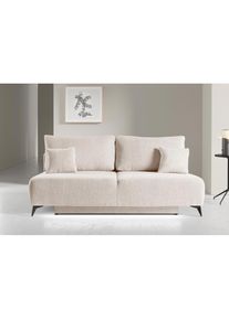 WERK2 , Schlafsofa »Valerie mit Komfortsitz- und Liegehöhe, Breite 200cm, «, bequemes 2-Sitzer Schlafcouch mit Bettkasten , beige