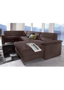 Sit & More sit&more, Wohnlandschaft &raquo;Ascara U-Form&laquo; inklusive Boxspring/Federkern-Polsterung, wahlweise mit Bettfunktion, dunkelbraun, NaturLeder in Sitz und 