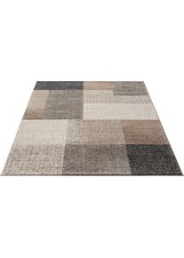 MERINOS, Teppich &raquo;Thales 6101&laquo; rechteckig 10 mm H&ouml;he Kurzflorteppich mit Konturenschnitt, Wohnzimmer, Beige, Polyester, B : 120 cm 1 Stk. -10 mm, 