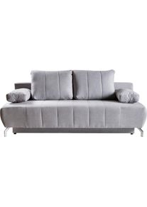 WERK2 , Schlafsofa »Troya«, 2-Sitzer Sofa und Schlafcouch mit Federkern & Bettkasten , grau