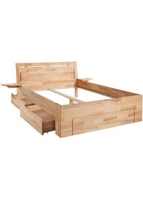 Home Affaire, Massivholzbett &raquo;Sabrina&laquo; Stauraumbett mit hoher Stabilit&auml;t, INKLUSIVE Schubladen, kernbuchefarben, Liegefl&auml;che L&auml;nge Breite: 200 cm x 90