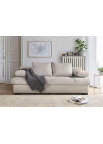 Collection AB , Schlafsofa »Chicago mit Bettfunktion, Schlafcouch«, inklusive Bettkasten, Cord-Samt Bezug, beige , beige