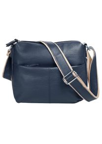 Samantha Look, Damen, Umh&auml;ngetasche echt Leder, Made in Italy, blau, blau, H&ouml;he 24 cm x Breite 26 cm x Tiefe 5 cm
