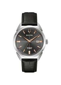 Bulova, Damen, Automatikuhr Armbanduhr, Herrenuhr, Damenuhr, Lederarmband, Saphirglas, schwarz, schwarz, Elegante Automatikuhr f&uuml;r Sie & Ihn